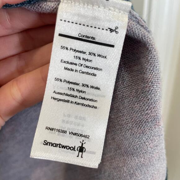 Smartwool Shadow Pine Colorblock Sweater Blue Donegal Raglan Heathered M - Picture 4 of 5